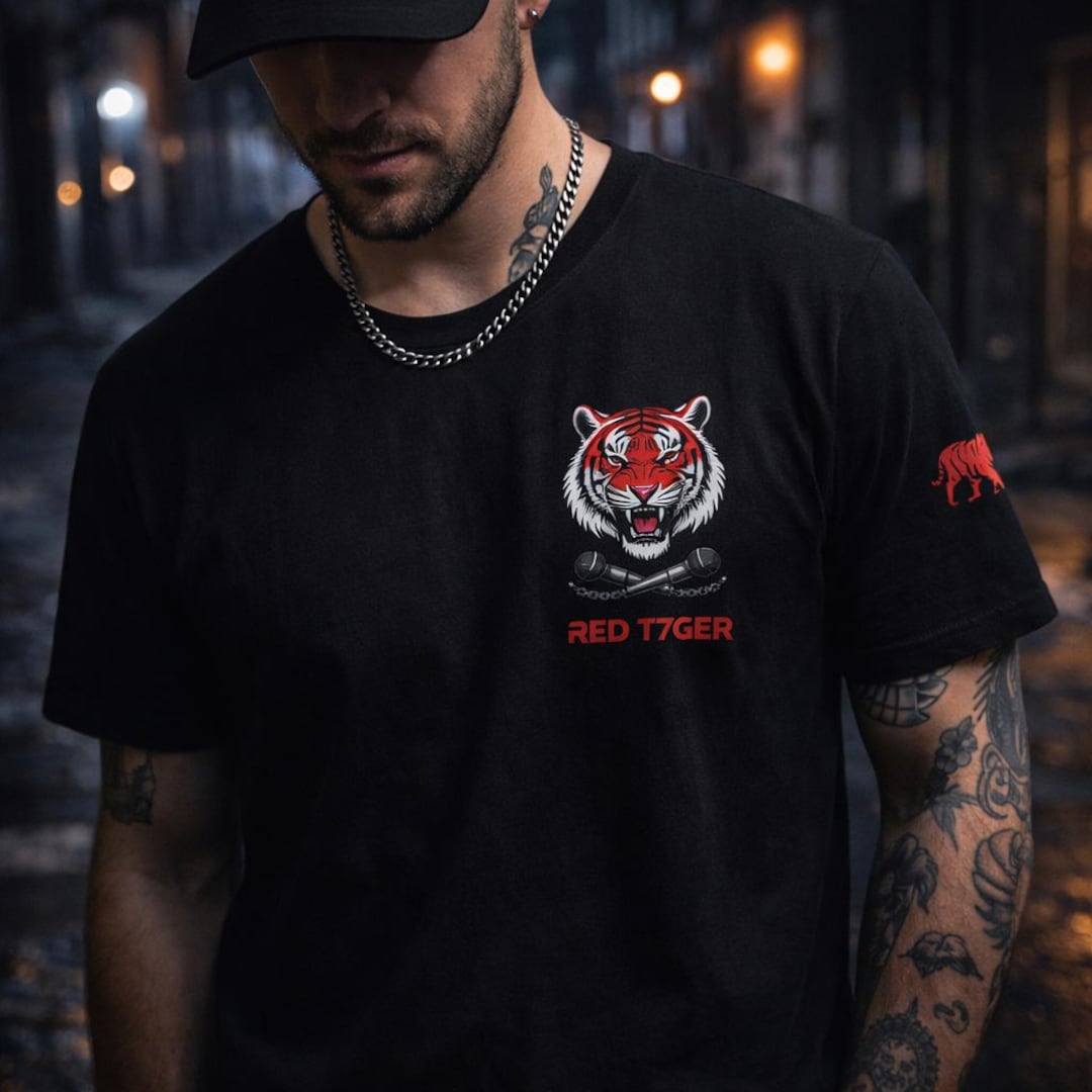 Red Tiger T-Shirt, Minimal Streetwear Tee, Dark Graphic Shirt — official RED T7GER merch